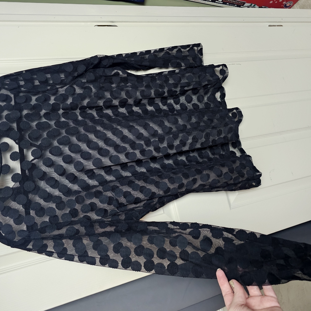 Chic Black Polka Dot Sheer Top